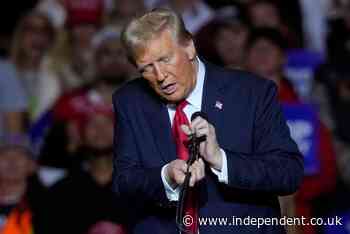 Trump threatens to ‘knock the hell out of people backstage’ as he melts down over faulty mic at rally