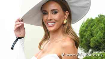 Monochrome magic! AFL WAG Rebecca Judd steals the show alongside friend Nadia Bartel as they lead celebrity arrivals to Derby Day at Flemington Racecourse