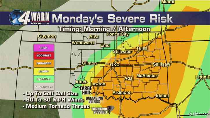 Severe weather impacts parts Oklahoma Monday