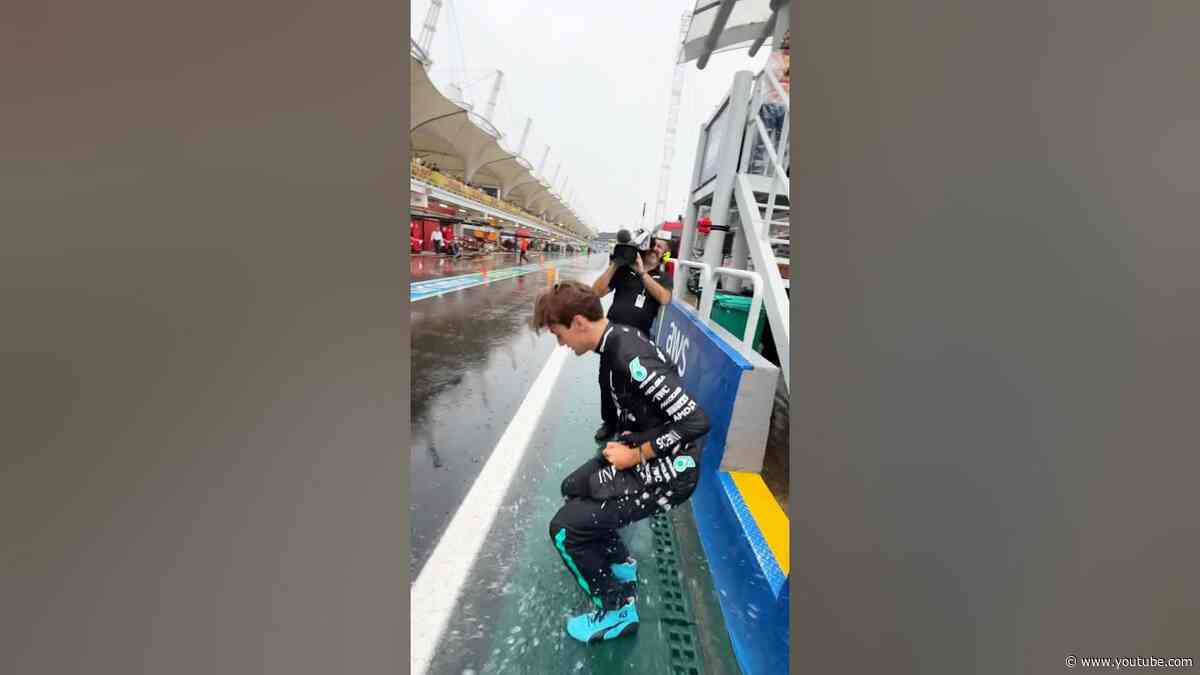 George just couldn’t help splashing in the puddles 🌧️😁 #f1 #formula1 #mercedesamgf1