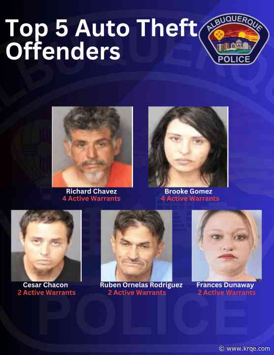 Albuquerque police name top 5 auto theft offenders