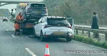 Updates after multi-car crash on A27 partially blocks road