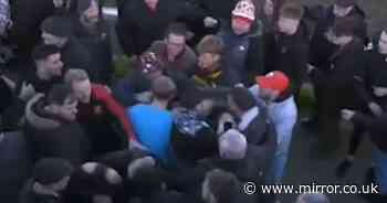 Moment youth rugby match descends into chaos as teen players throw punches on the pitch