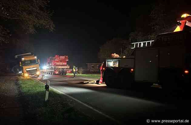 POL-CUX: LKW kommt auf der Landesstraße 135 im Bereich Midlum von der Fahrbahn ab und muss aufwändig geborgen werden (Lichtbild in der Anlage)