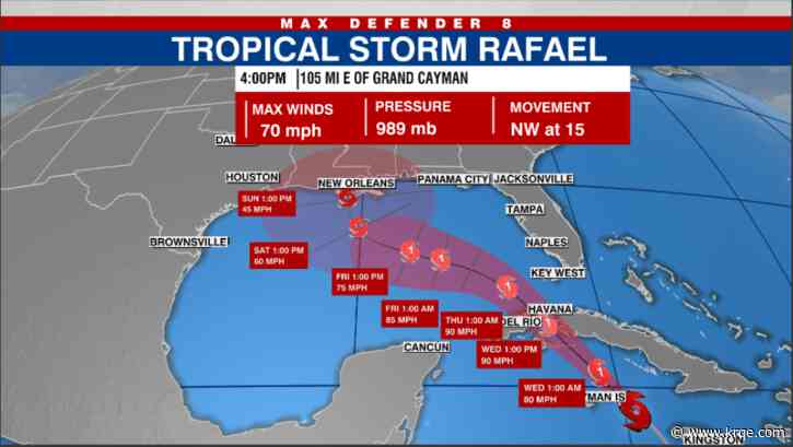 Tropical Storm Rafael nears hurricane strength: NHC