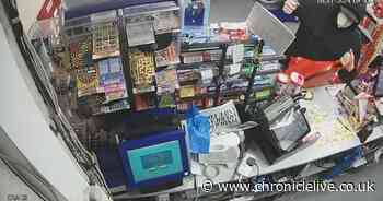 Terrifying moment masked raider targets Gateshead shop armed with metal rod