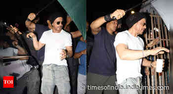 SRK covers his new hairdo at Mumbai's dubbing studio