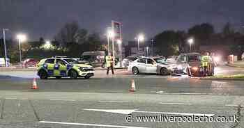 Pictures capture aftermath of two car crash outside Aldi