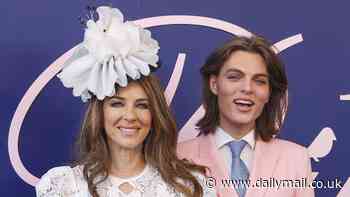 Elizabeth Hurley cuts an elegant figure in a white lace gown as she joins her lookalike son Damian at the 2024 Melbourne Cup's Crown Oaks Day