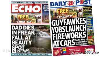 Dad dies in freak fall and Guy Fawkes yobs launch fireworks at car