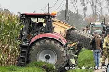 Tractorchauffeur vliegt door zijraampje van cabine als gevaarte met twee ton maïs kantelt