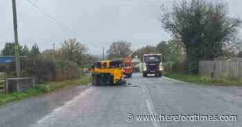 Herefordshire A road blocked after machinery falls into the road