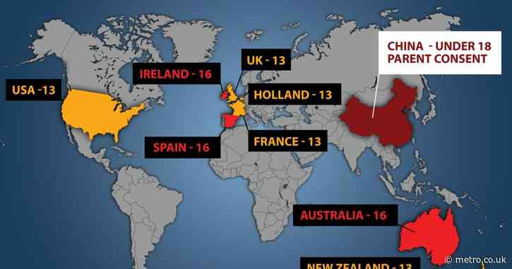 Map shows how old you must be to have social media across the globe