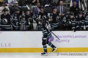 Macklin Celebrini, NHL's youngest player, scores on Marc-Andre Fleury, league's oldest