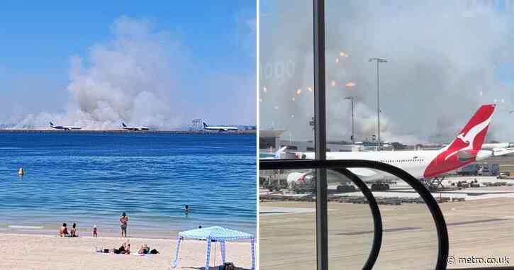 Runway fire breaks out at airport after plane had to make emergency landing