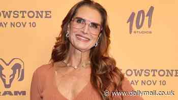 Brooke Shields, 59, cuts a stylish figure in a ribbed bodycon dress as she attends the Yellowstone premiere in New York