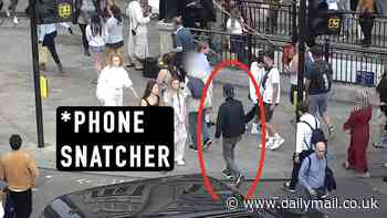 Dramatic moment undercover Met Police tackle phone snatcher trying to grab mobile from Oxford Circus tourist - as he is jailed for 11 months