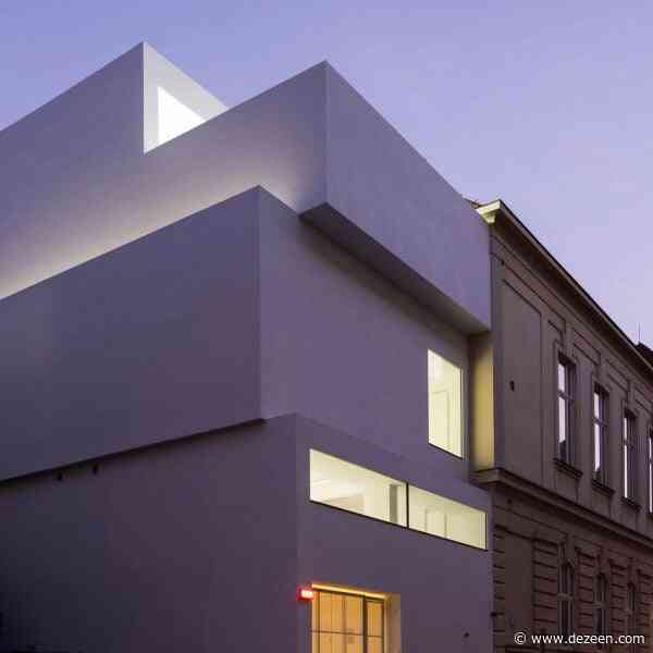 Dílna houses Brno art studios within a stack of white cubes