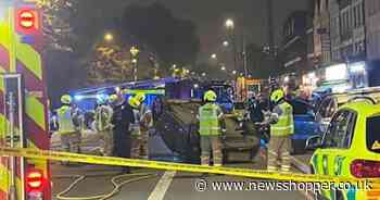 Major emergency response as car overturns after crash on busy Lewisham road