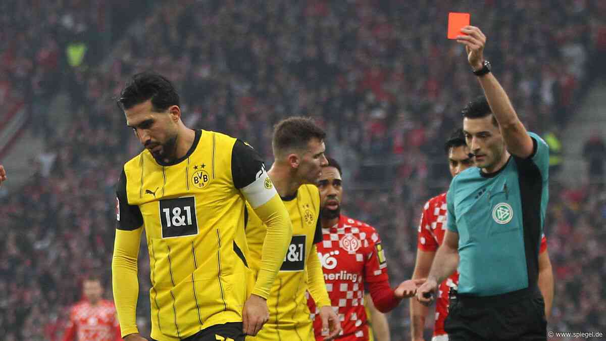 Fußball-Bundesliga: Emre Can fliegt vom Platz – Dortmund verliert in Mainz, Bayern München gewinnt auf St. Pauli