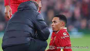 Liverpool suffer injury blow as Trent Alexander-Arnold is forced to come off after just 25 minutes against Aston Villa due to hamstring problem