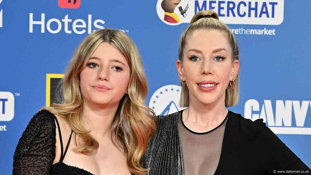 Katherine Ryan, 41, puts on a VERY busty display in mesh paneled dress as she makes rare red carpet appearance with daughter Violet, 15, at the MTV European Music Awards