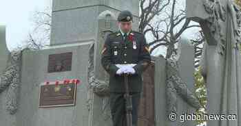 Crowd brave rain to honour veterans at Fredericton Remembrance Day ceremony