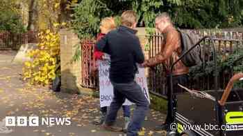 Armistice Day silence interrupted by protester