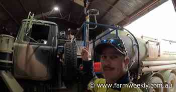 To combat fierce bushfires, an Esperance grower configures an army truck