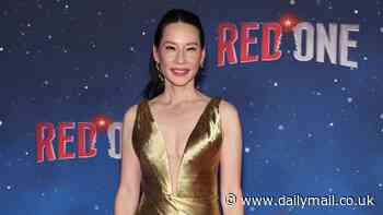 Lucy Liu dazzles in plunging gold gown alongside leggy Kiernan Shipka at star-studded Red One premiere