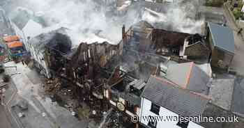 Pictures show devastation after huge fire rips through Abergavenny shop