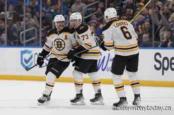 Pastrnak's goal completes rally as Bruins come back to stun Blues 3-2