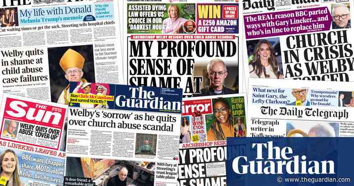 ‘Church in crisis’: what the papers say about the archbishop of Canterbury’s resignation