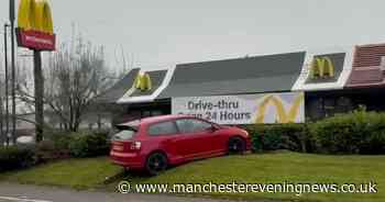 Car crashes outside McDonald's drive-thru