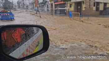 Kolkend water door straten Málaga, opnieuw extreme regen in Spanje