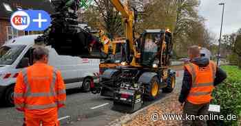 Neuer Bagger aus England gegen Schlaglöcher in Kiel getestet