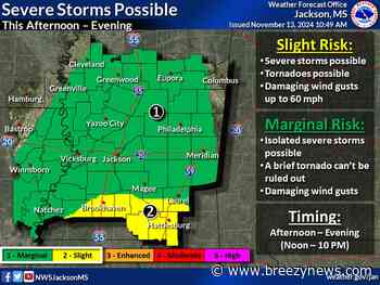 Update: Severe Storm Threat Expanded to the North