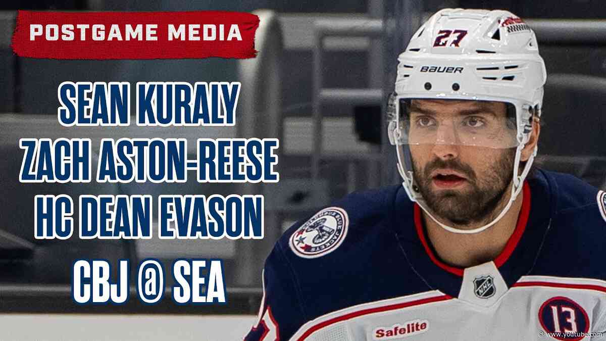 Sean Kuraly, Zach Aston-Reese and Blue Jackets Head Coach Dean Evason | Postgame Media