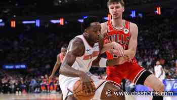 WATCH: Knicks' OG Anunoby nearly crashes into Anne Hathaway while chasing tipped pass at Madison Square Garden