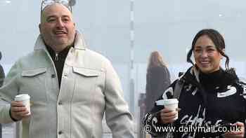 Strictly's Wynne Evans and Katya Jones plaster on a smiles after arriving  in Blackpool - as he's tipped to leave the show after narrowly surviving the dance-off amid fan fury