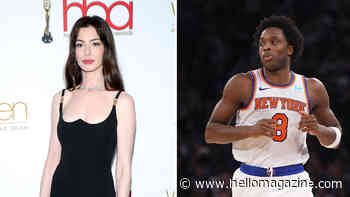 Anne Hathaway and son almost knocked over by 6'7 Knicks player during NBA game