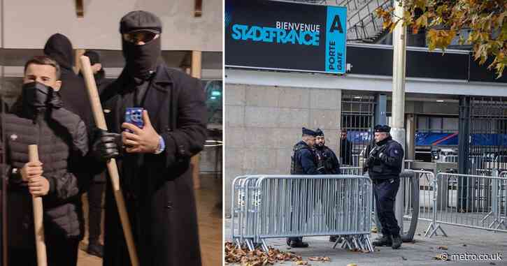 Protesters show off bats ahead of feared unrest before France vs Israel match in Paris