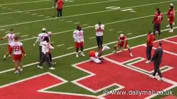 Travis Kelce wipes out his Kansas City Chiefs teammate Chris Jones in prank during practice