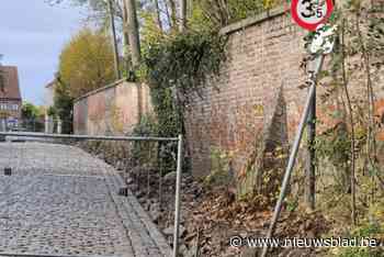 Oude muur van kasteeldomein dreigt in te storten na aanleg van gescheiden rioleringsstelsel: “Ik mag er niet aan denken dat er mensen geraakt worden door vallende brokstukken”