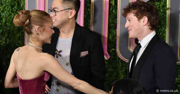 Ariana Grande shares rare PDA moment with boyfriend Ethan Slater at Wicked premiere