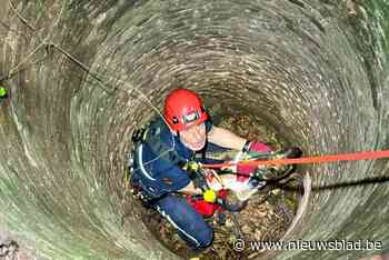 Brandweer redt hond uit acht meter diepe waterput