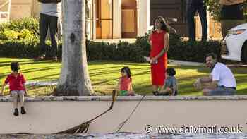 JD Vance and wife Usha play with their kids at Mar-a-Lago ... with a Secret Service robot dog lurking in the background