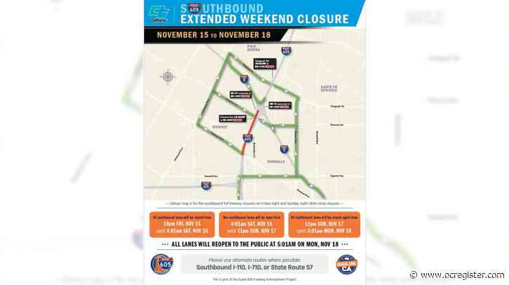 605 Freeway lanes closing in Downey, Norwalk this weekend for roadway upgrades