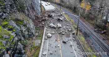 Rockslide closes Highway 7 west of Hope, B.C.