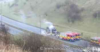 Major A-road shut with wrecked car billowing smoke - recap